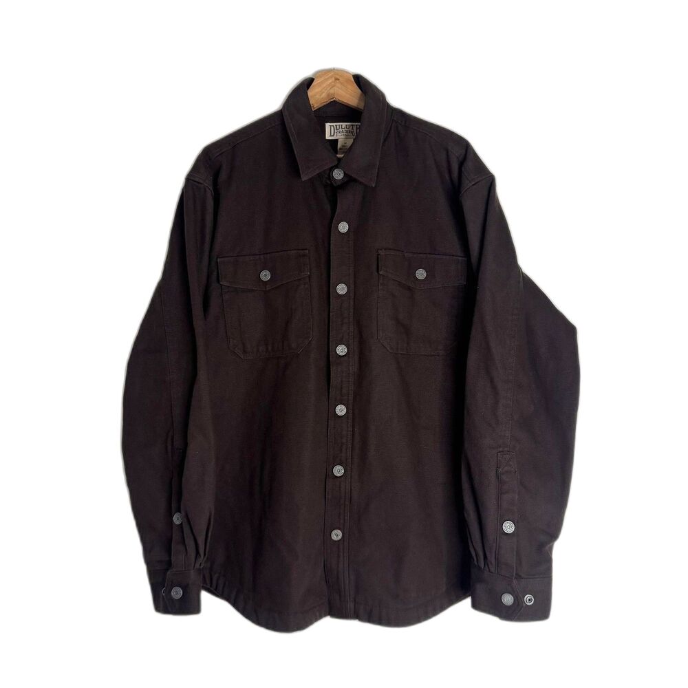 Duluth Trading Co Shirt Jacket Men's Lined Canvas‎ Workwear Brown Medium